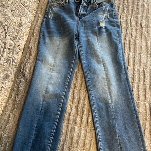 Flying Monkey Blue Ankle Cropped Jeans with Distressed Details